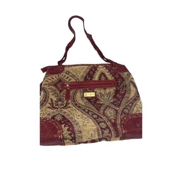 Vintage Sharif Purse Shoulder Bag Boho Retro Tapestry Leather Bead Tassel Bling - Picture 2 of 15